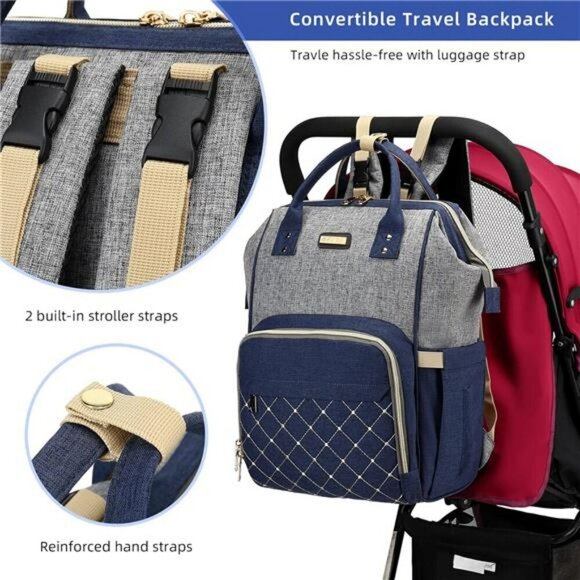 Diaper Bag Backpack Waterproof Baby Bag with Insulated Pockets Stroller Straps - Picture 3 of 7